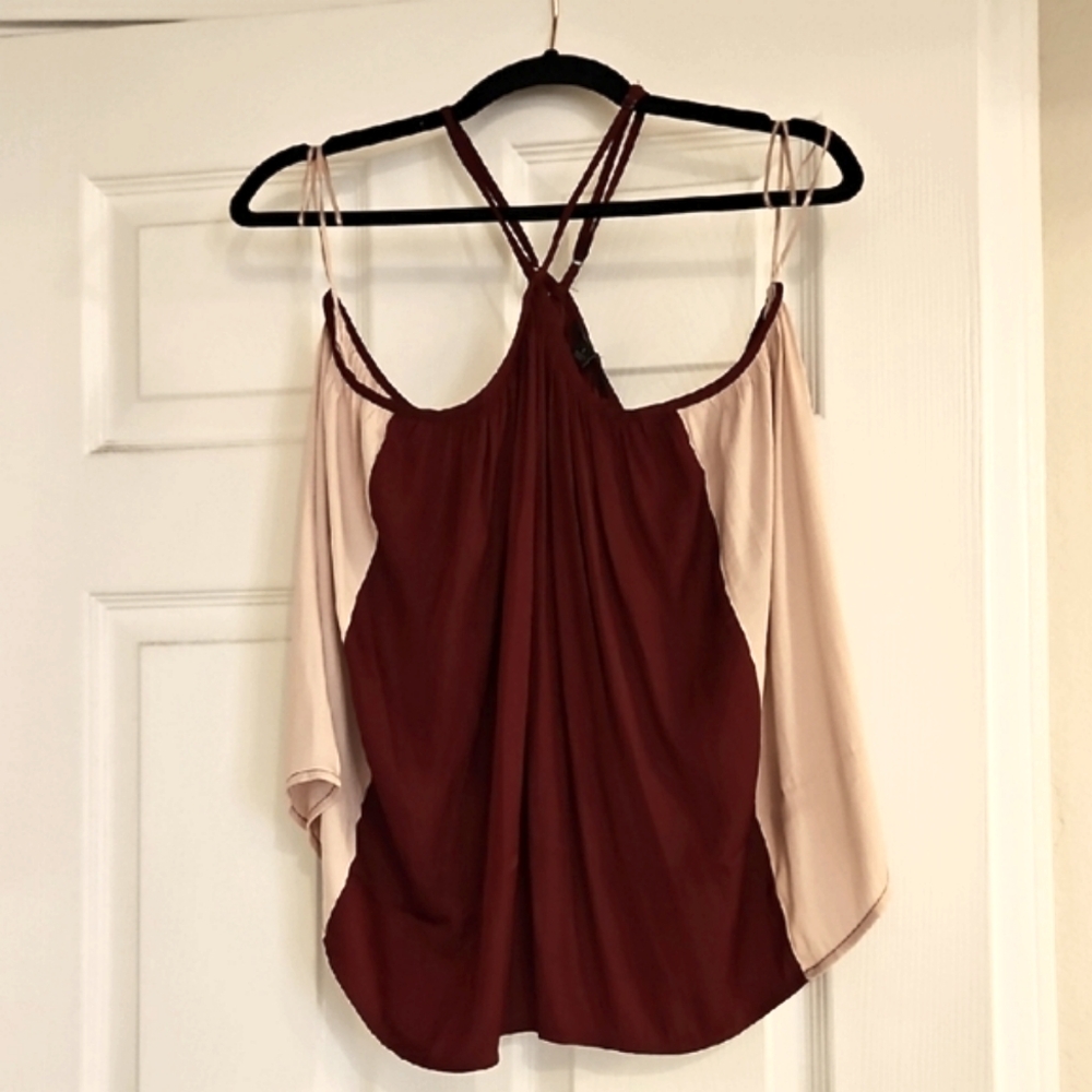Elegant Burgundy and Light Pink Women's Top